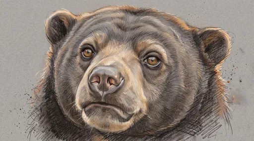 Pastel Pencil Drawing of Sun Bear Face