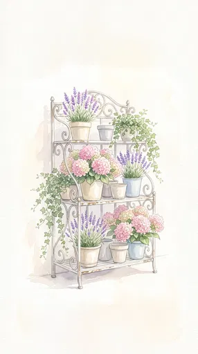 Watercolor Floral Plant Stand Illustration