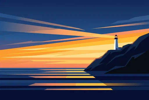 Minimalist Lighthouse on Cliff at Dawn