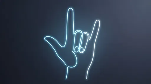 Glowing Line Art I Love You Sign