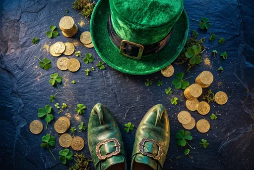 Leprechaun Hat Shoes and Gold Coins