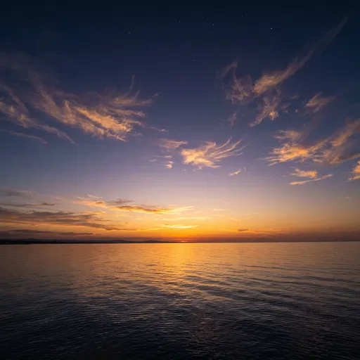 Golden Sunset Over Calm Coastal Waters