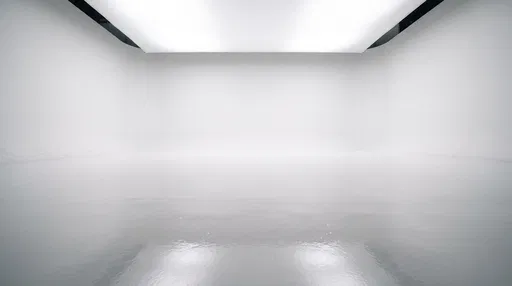 Empty White Cyclorama Studio with Reflective Floor