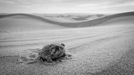 Monochrome Toad in Desert Sand Dunes