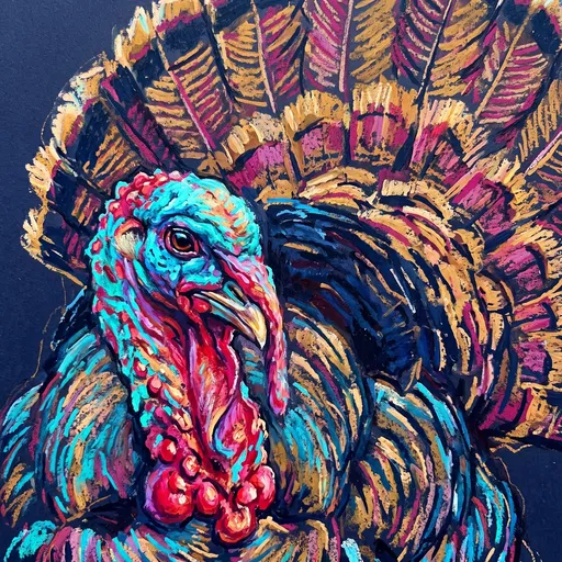 Vibrant Oil Pastel Turkey Illustration