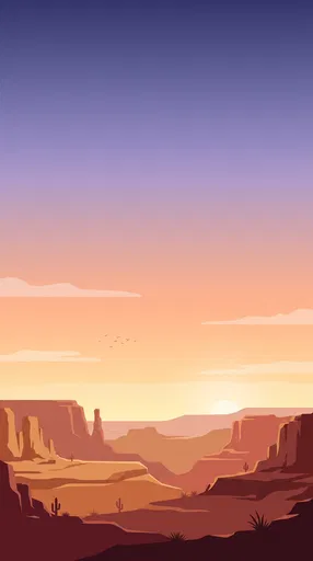 Flat Canyon Sunrise Landscape Illustration