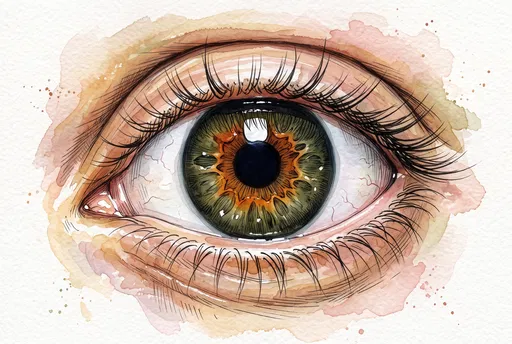 Watercolor and Ink Hazel Eye Illustration