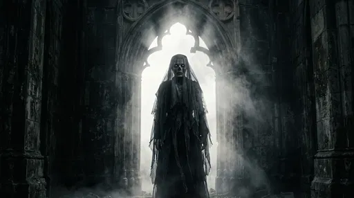 Veiled Wraith in Smoky Gothic Archway
