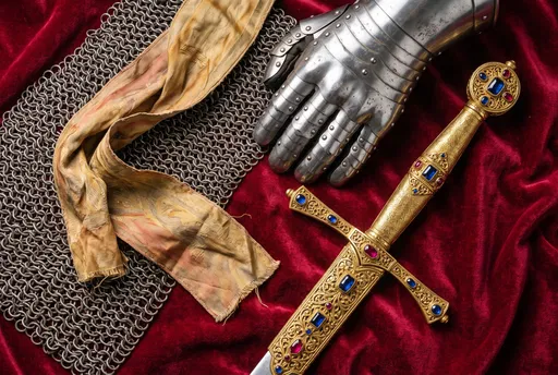 Medieval Knight Regalia on Red Velvet