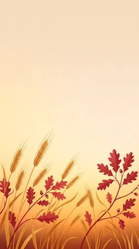 Golden Wheat and Crimson Oak Autumn Background