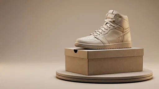 Beige Leather High-Top Sneaker on Shoebox