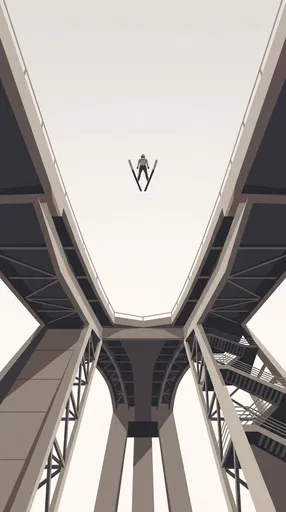 Minimalist Ski Jumper Over Architectural Tower