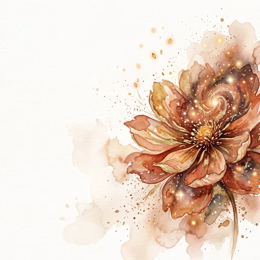 Cosmic Terracotta Watercolor Flower Illustration