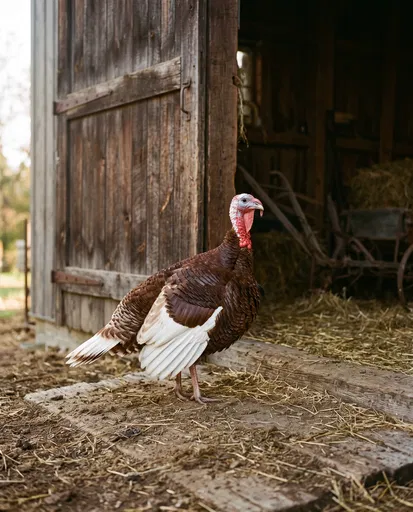 Bourbon Red Turkey by Barn Door