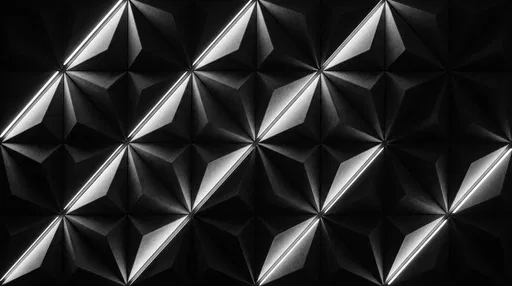 Geometric Black Acoustic Tiles With LED Lights