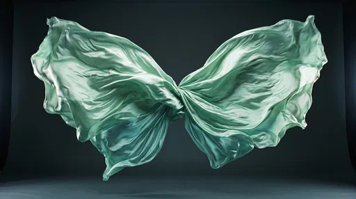 Floating Mint Green Silk Fabric Wings