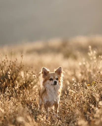 Long-Haired Chihuahua in Golden Meadow