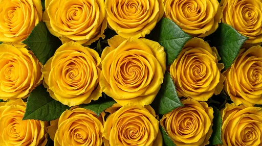 Vibrant Yellow Roses Flat Lay Background