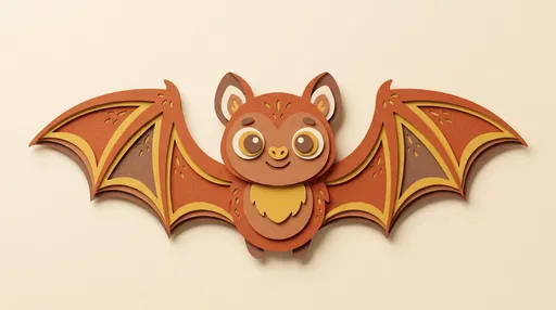 Cute Layered Paper Cut Bat Illustration