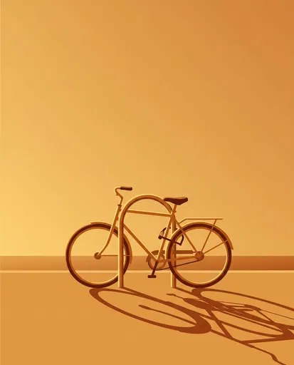 Minimalist Bicycle at Bike Rack Illustration