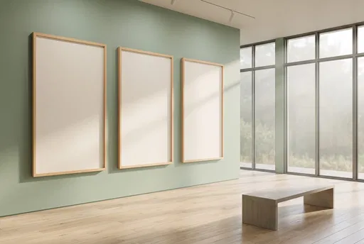 Minimalist Gallery With Three Blank Frames