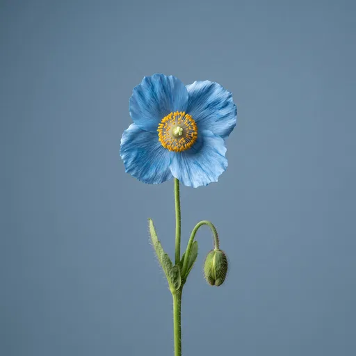 Blue Himalayan Poppy With Nodding Bud