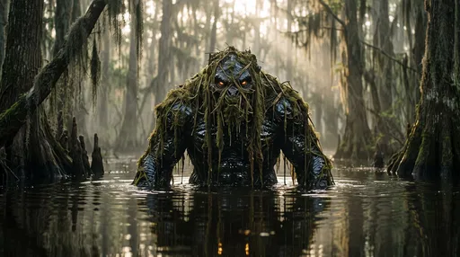 Swamp Monster Rising From Misty Water