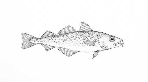Monochrome Ink Illustration of Pollock Fish