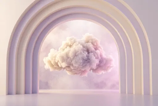 Fluffy Pastel Cloud Inside Minimalist Arch