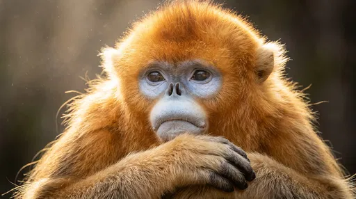 Sad Golden Snub-Nosed Monkey Portrait