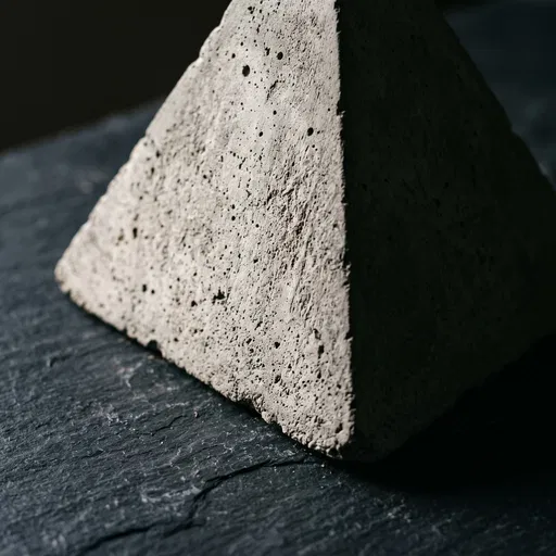 Raw Concrete Tetrahedron on Dark Slate