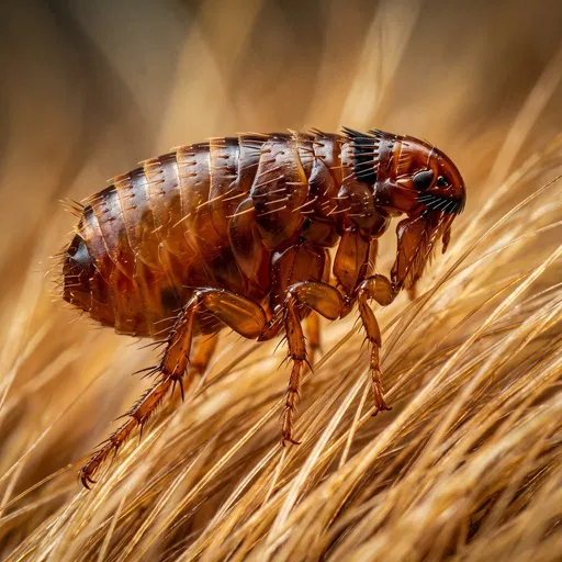 Macro Close-Up of Flea on Fur