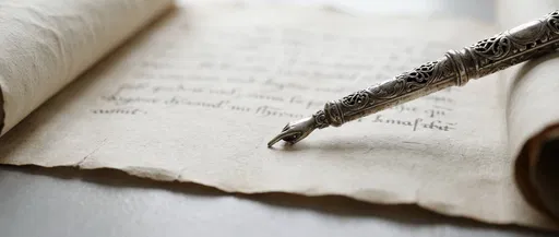 Ornate Silver Pointer on Antique Scroll