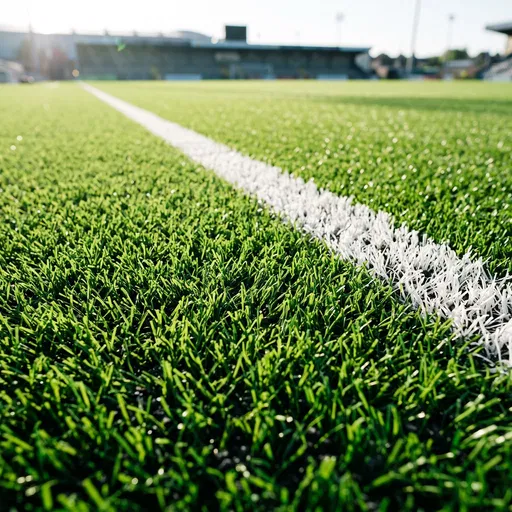 Close-Up of Sunny Stadium Turf Field