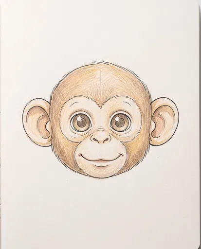 Colored Pencil Baby Monkey Face Drawing