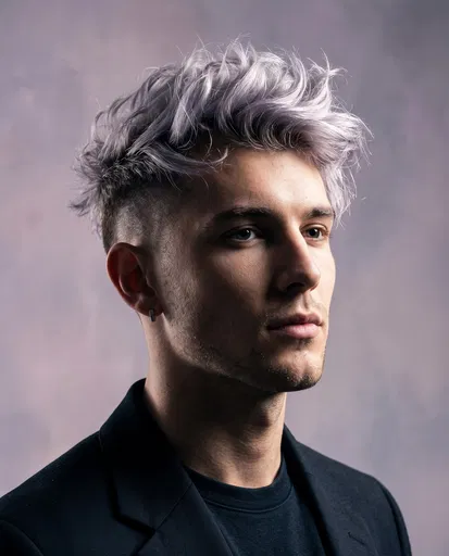 Young Man With Silver Lavender Undercut