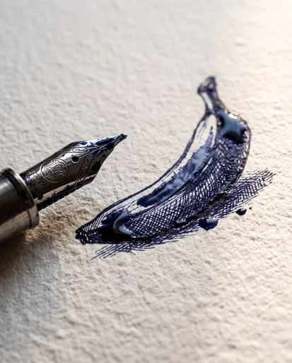 Fountain Pen Nib and Ink Banana Sketch