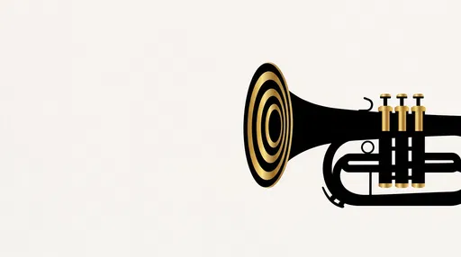 Minimal Black and Gold Brass Horn Graphic