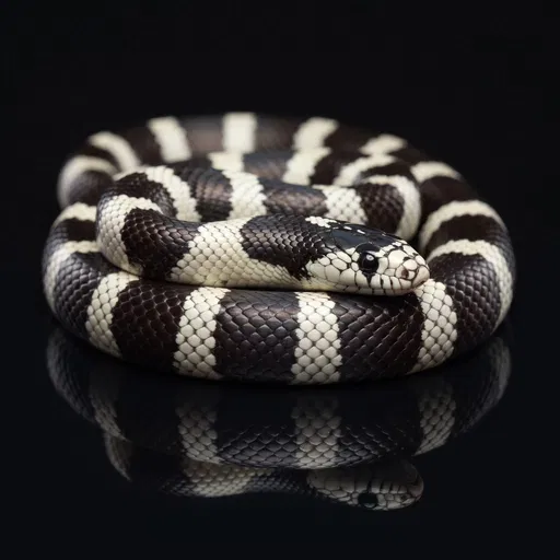 Coiled California Kingsnake on Black
