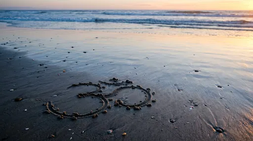 Om Symbol Drawn in Wet Beach Sand