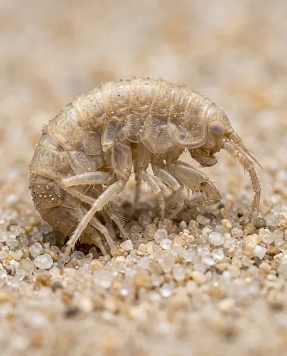 Macro Photograph of Sand Flea on Quartz
