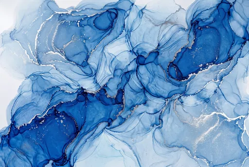 Blue and Silver Alcohol Ink Abstract Background