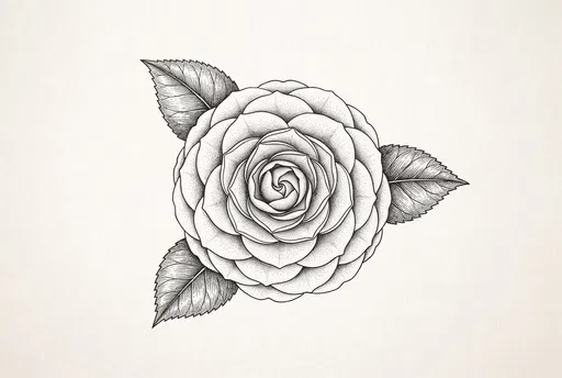 Pen and Ink Camellia Flower Illustration