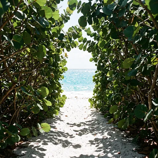 Sandy Beach Path Through Sea Grapes