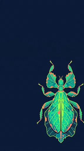 Geometric Neon Leaf Insect Illustration
