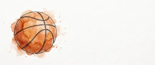 Watercolor and Ink Basketball Illustration