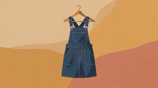 Denim Pinafore Dress Flat Illustration