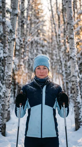 Nordic Skier Portrait in Snowy Forest