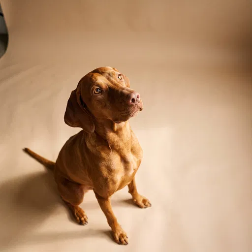 Vizsla Dog Looking Up in Studio