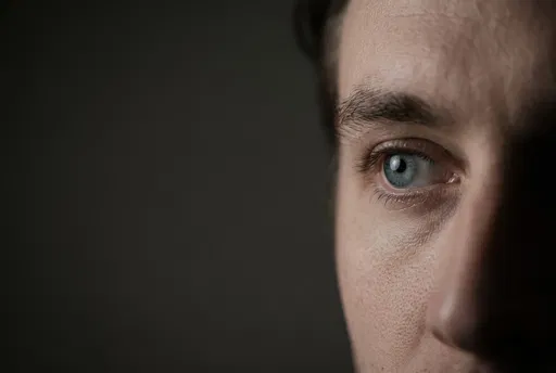 Close-Up of Man's Pale Blue Eye